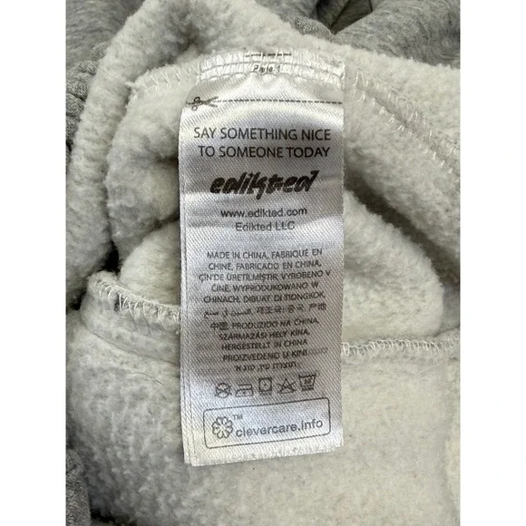 Edikted Grey Wide Leg Sweatpants White Piping Detail Women's XS Baggy Joggers - Picture 8 of 11